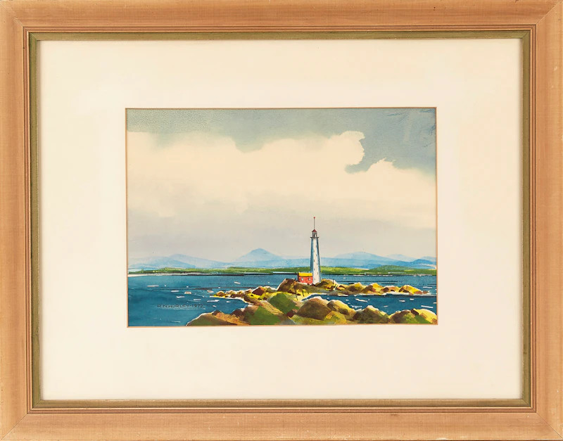 Robert N. Hurley, Coastal Landscape, watercolour, 1972 - view 2