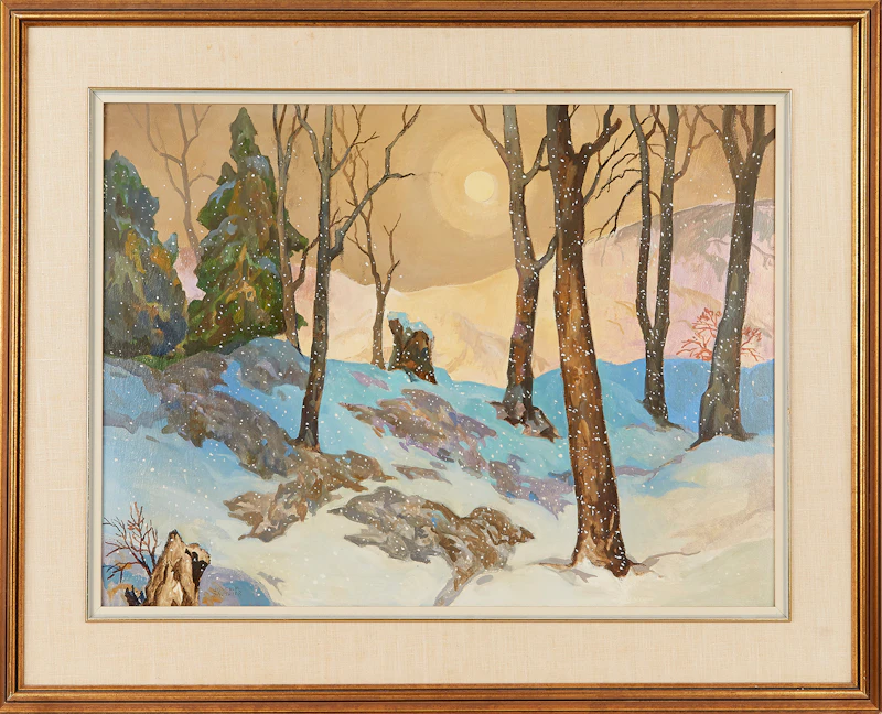 Joachim George Gauthier, Winter Evening, oil on board - view 2