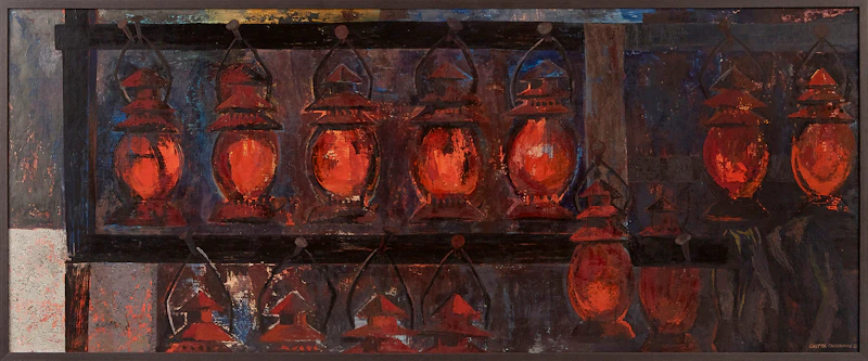 Ghitta Caiserman-Roth, Lanterns, oil and gouache on masonite, 1950 - view 2
