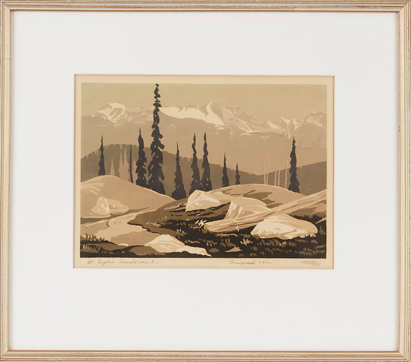 George Weber, Mt. Baglie, Revelstoke, BC, serigraph in colours, 1957 - view 2