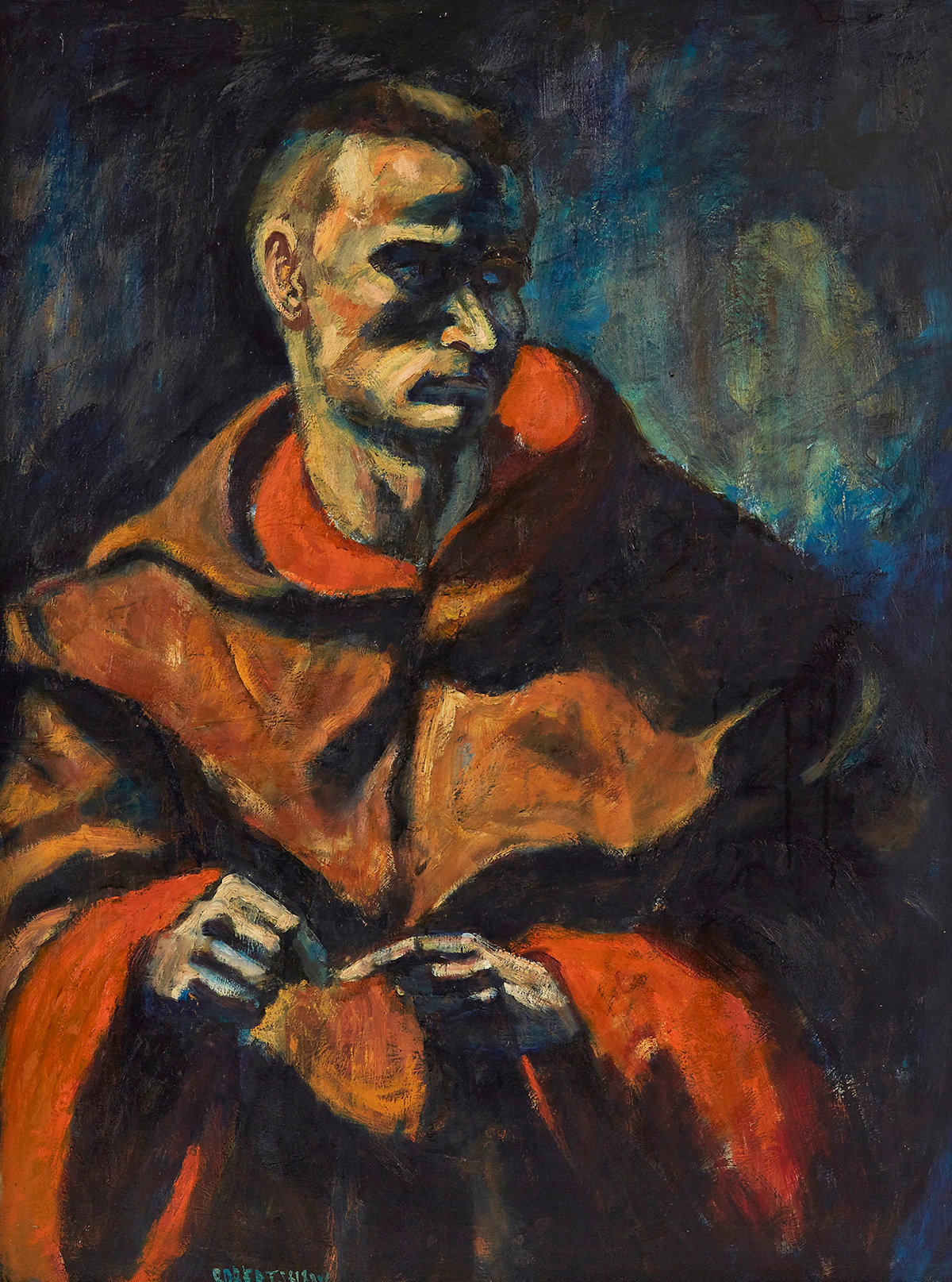 Ross Robertshaw, Monk, oil on board