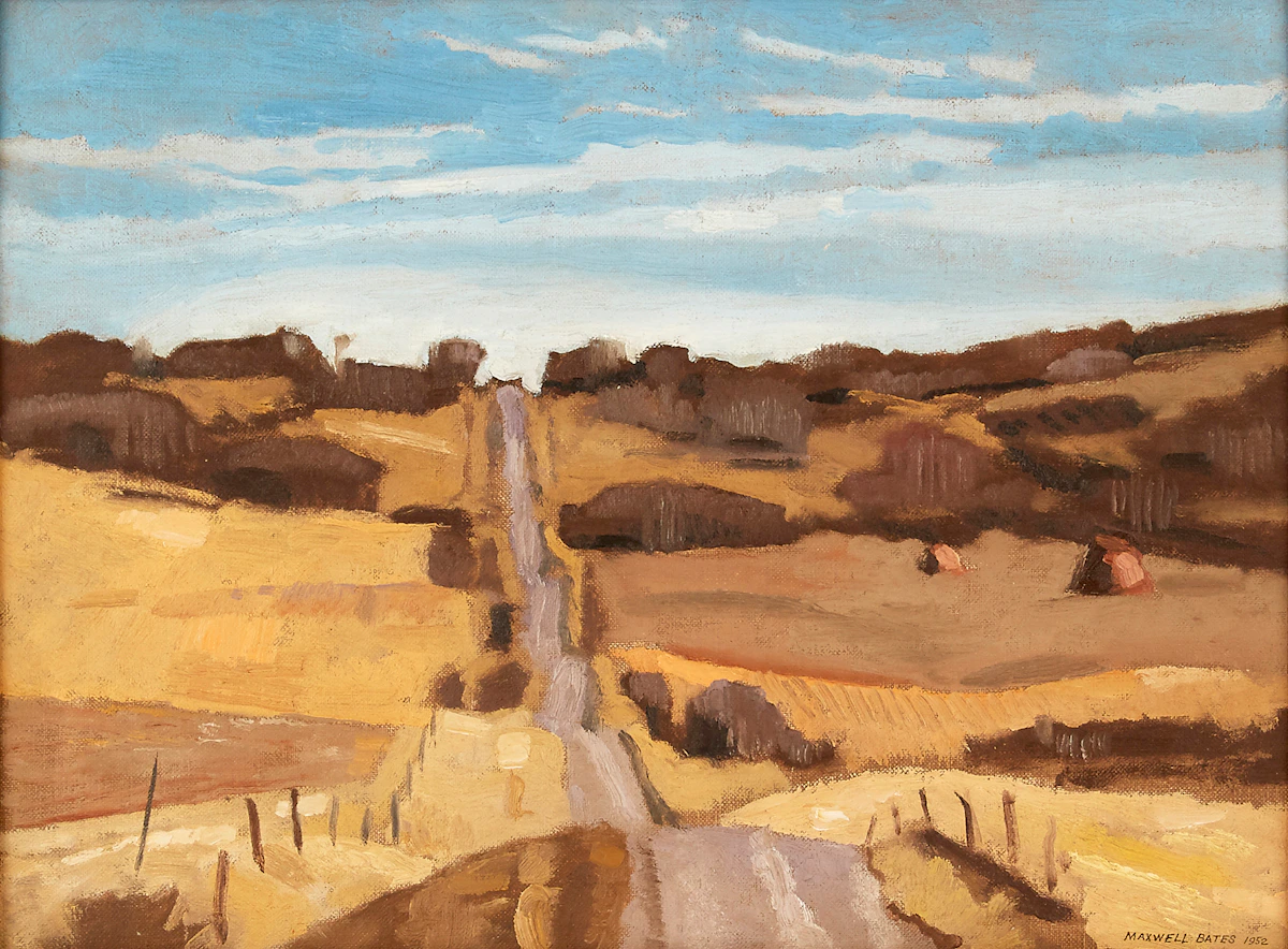 Maxwell Bennett Bates, Landscape, oil on canvas board, 1952