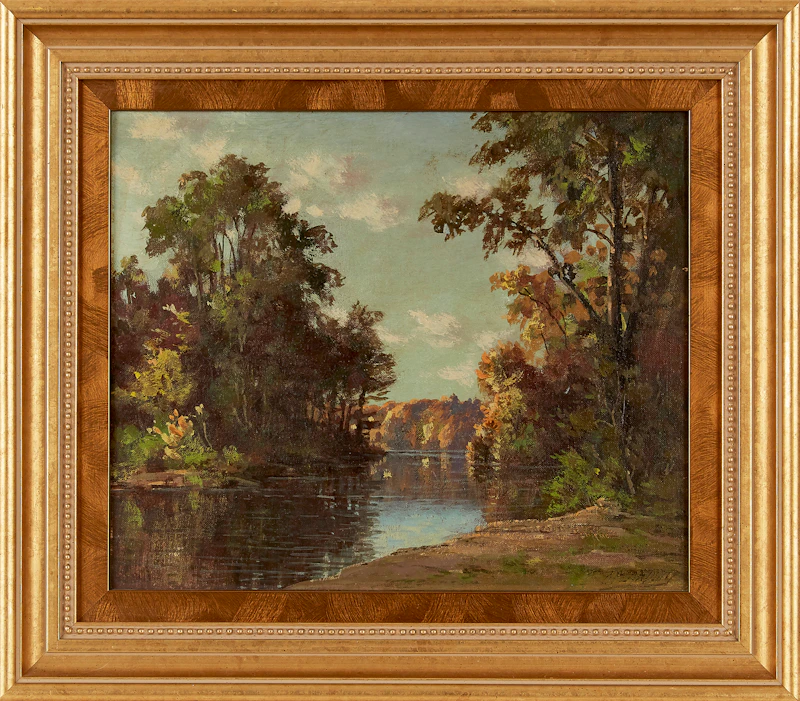 Otto Planding, River Landscape, oil on canvas board - view 2