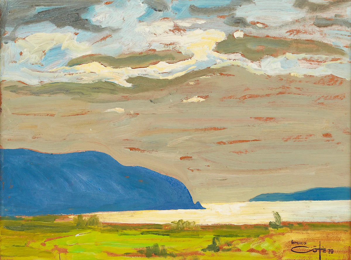 Bruno Côté, Bas de la Baie, Baie St-Paul, oil on board, 1979