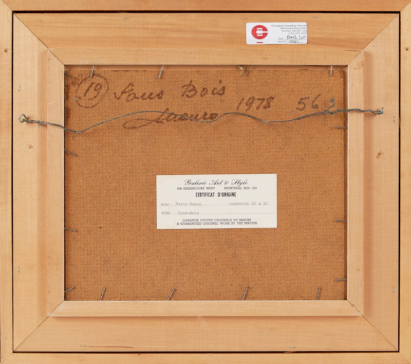 Mario Mauro, Sous Bois, oil on board, 1978 - view 3