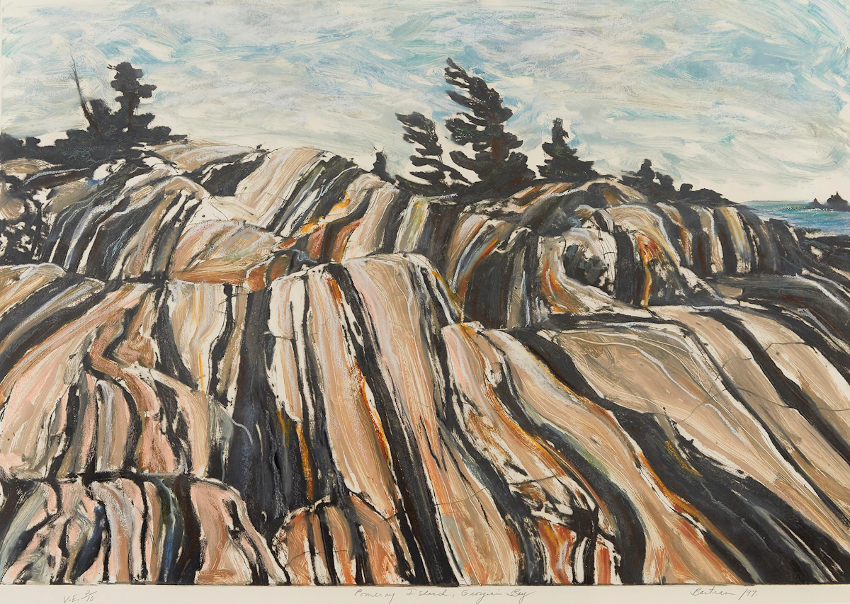 Edward John Bartram, Pomeray Island, Georgian Bay, etching and mixed media, 1997