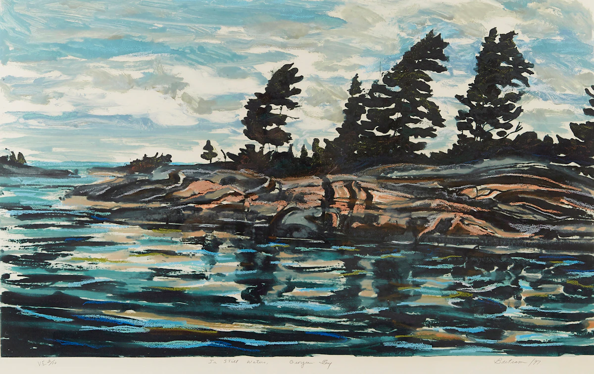 Edward John Bartram, In Still Waters, Georgian Bay, etching with hand colouring, 1997