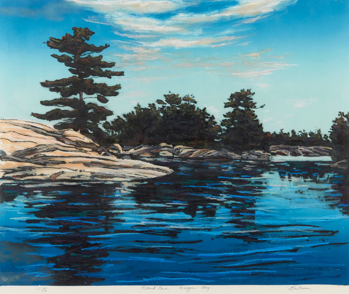 Edward John Bartram, Island Cove, Georgian Bay, etching with hand colouring, 1998