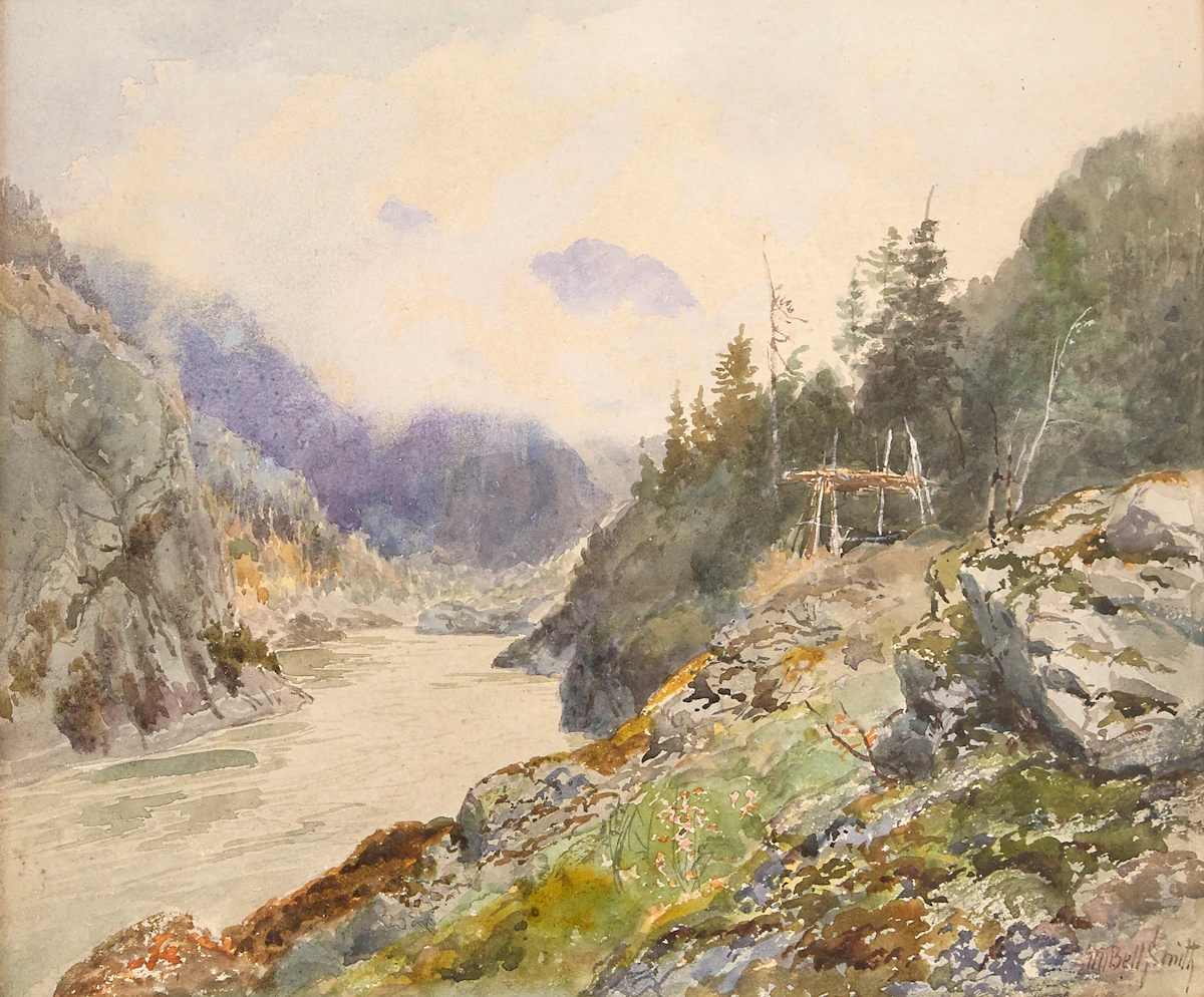 Frederic Marlett Bell-Smith, Indian Burial Stand Western Canada Mountains, watercolour