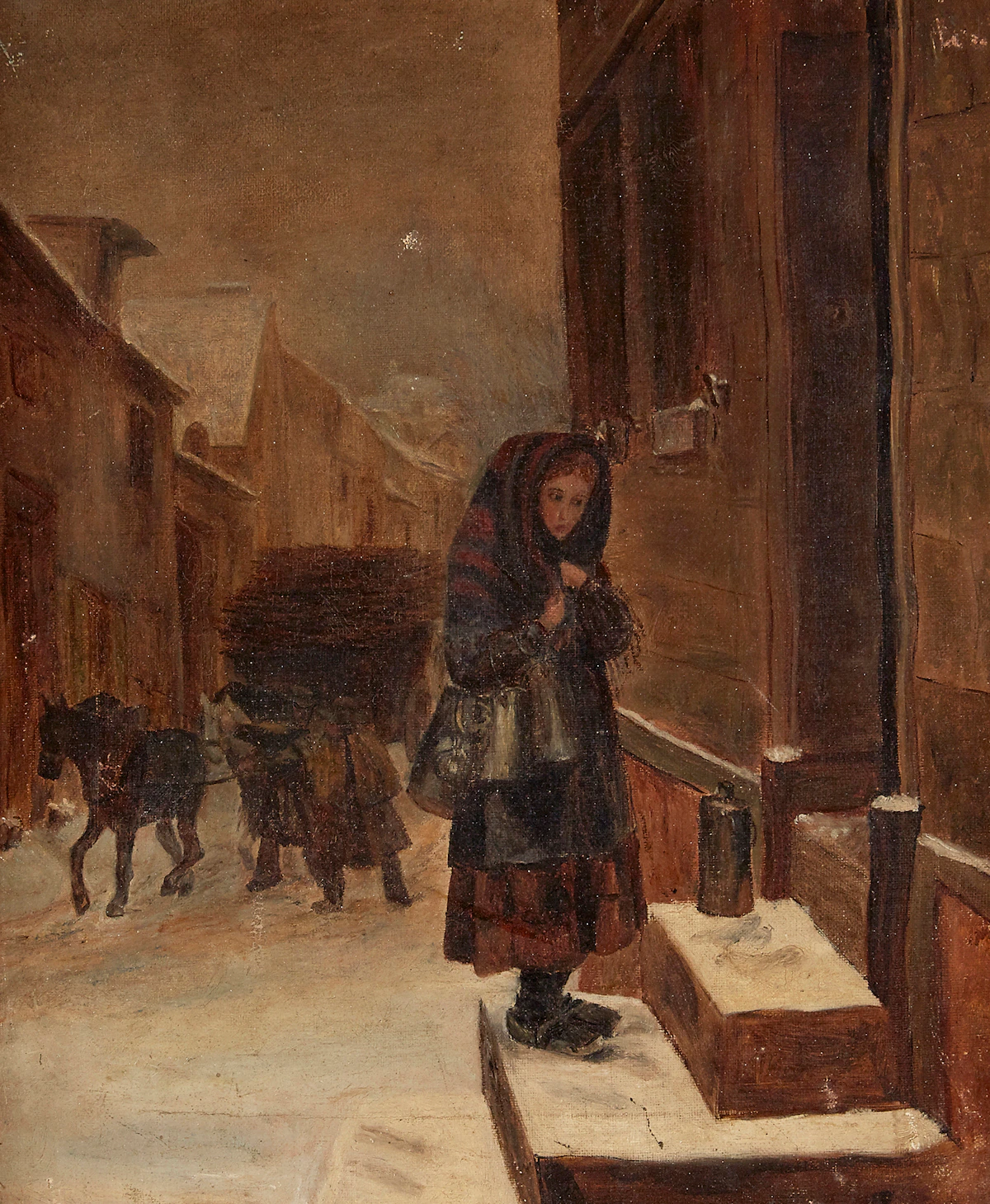 Gladys Graham, The Milk Delivery, oil on canvas, circa 1860