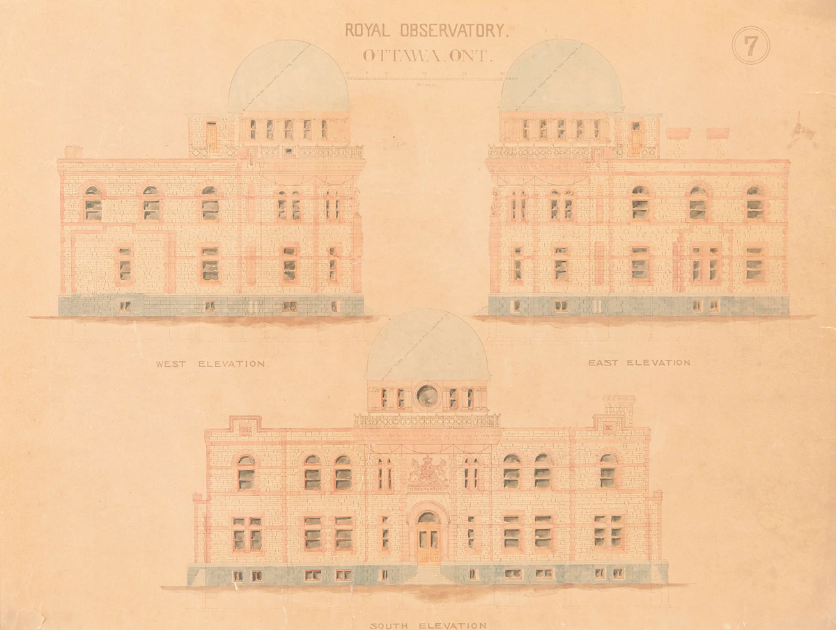 David Ewart, Drawings of The Royal Observatory, Ottawa (1902), laid down on card, 1902