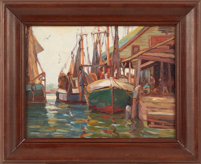 Roy Greenaway, Gaspe Region Harbour, oil on canvas board - view 2