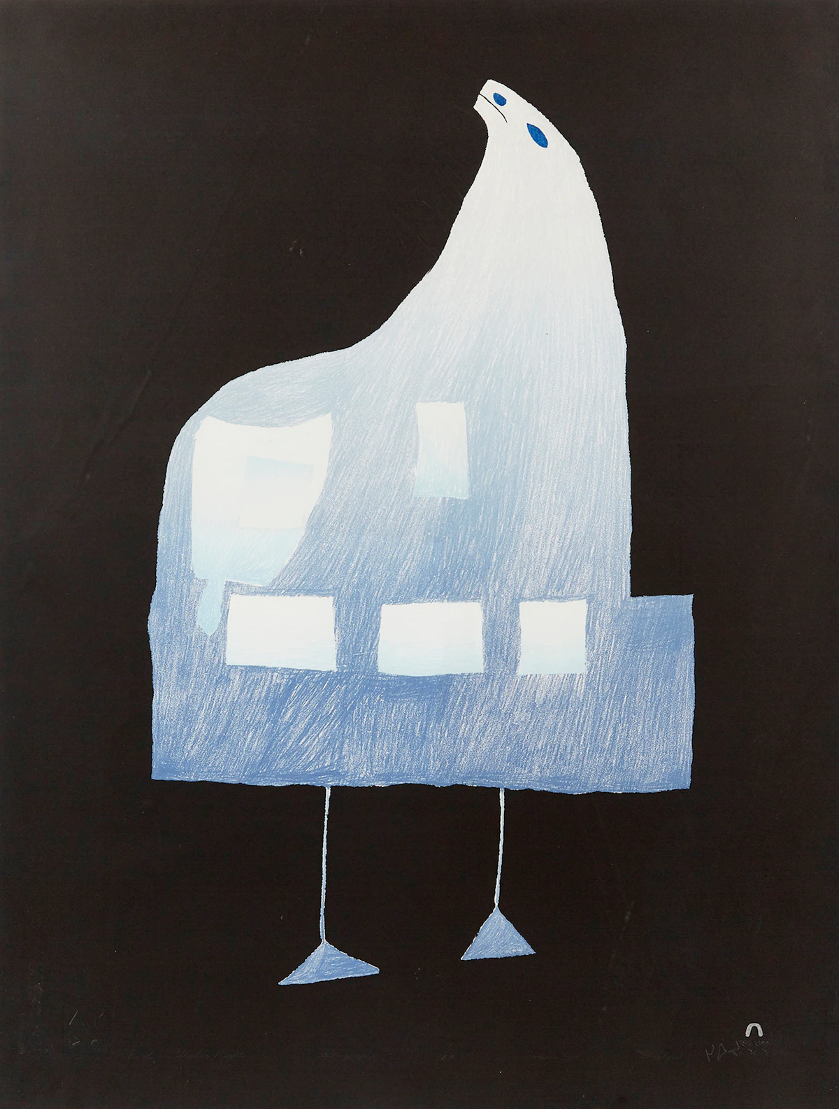 Sheojuk Etidlooie, Bird in Winter Night (1999), lithograph, 1999