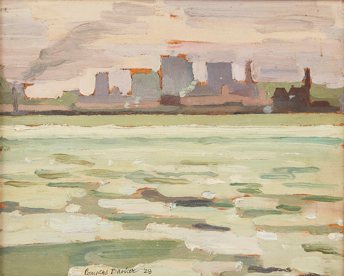 Ernest Conyers Barker, Toronto Skyline, oil on board, 1928