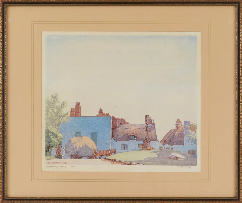 Walter Joseph Phillips, A Gloucester Village, woodblock in colours - view 2