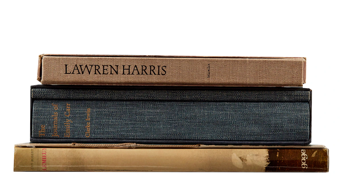 Books and Reference, Lawren Harris (Harris & Colgove, eds); Lemieux (Robert); The Journals of Emily Carr (Irwin); The Canadian Art Graphic Art Year Book (1931), four books