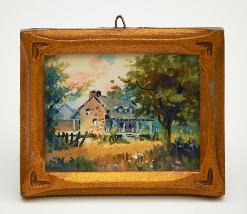 Willard Morse Mitchell, Old Mill, Lambert, P.Q.; Habitant Home, St. Eustache, P.Q., two miniature watercolours, 1944 - view 2