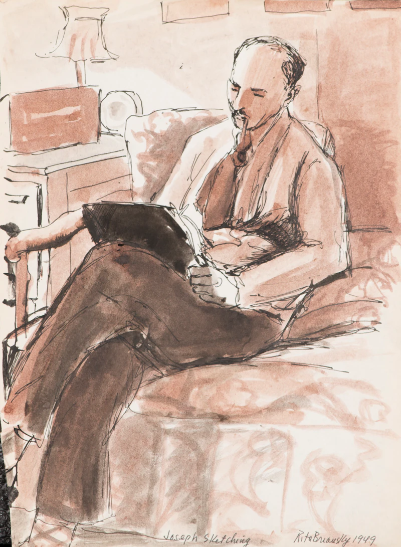 Rita Briansky, Joseph Sketching; Shoppers; Checkers; The Field, assorted media on paper (4) - view 5