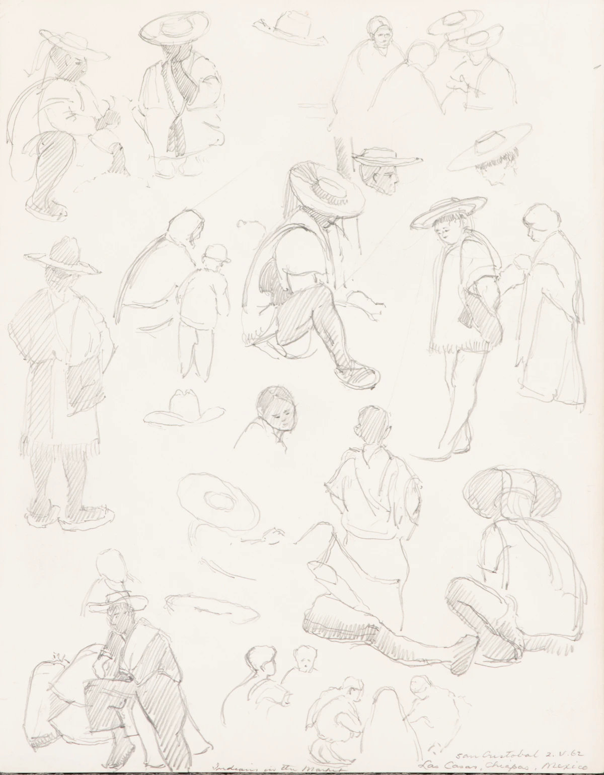 Frederick Bourchier Taylor, Indians in the Market; Three Men Chatting/Landscape, assorted media on paper (2)