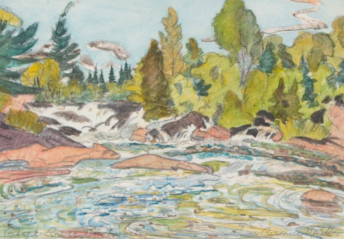 Bernice Fenwick Martin, Black River, Near Van Koughet Muskoka, mixed media