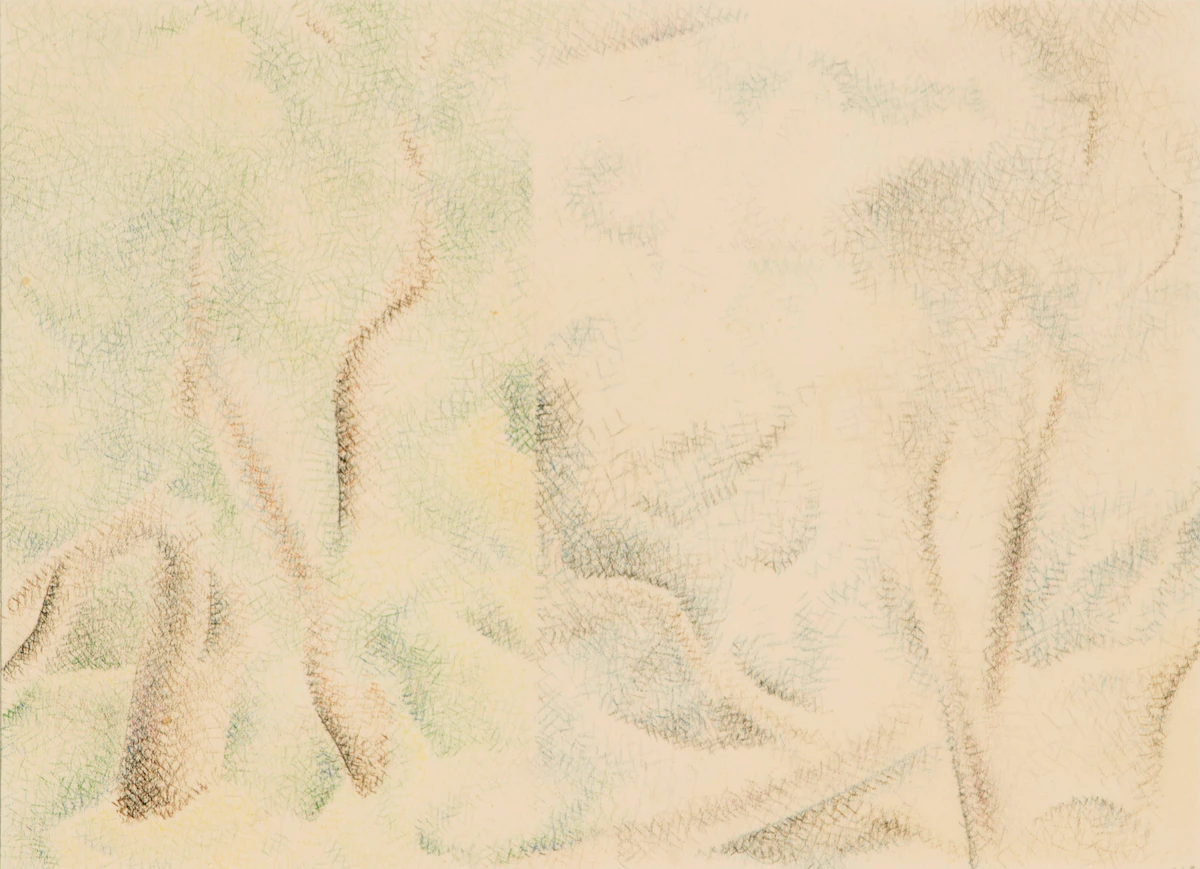 Lionel LeMoine FitzGerald, Woodland Landscape, coloured pencil on paper, 1951