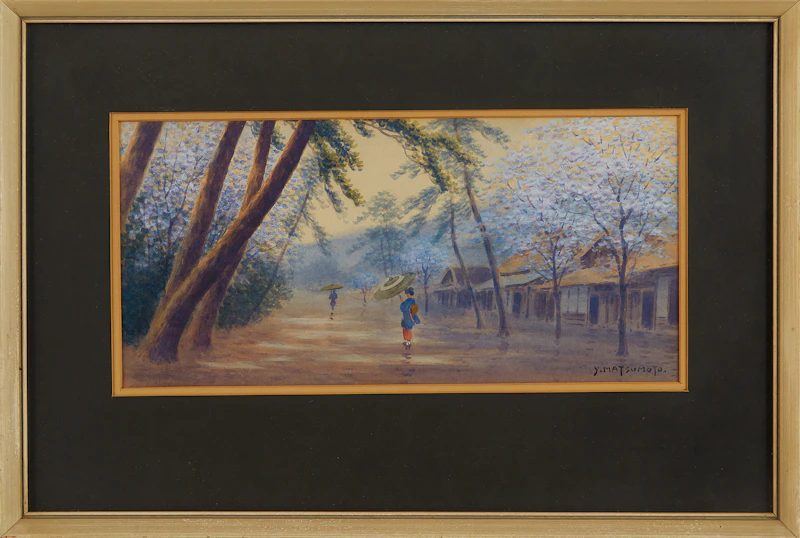Y.  Matsumoto, Japanese Garden Scene, watercolour - view 2