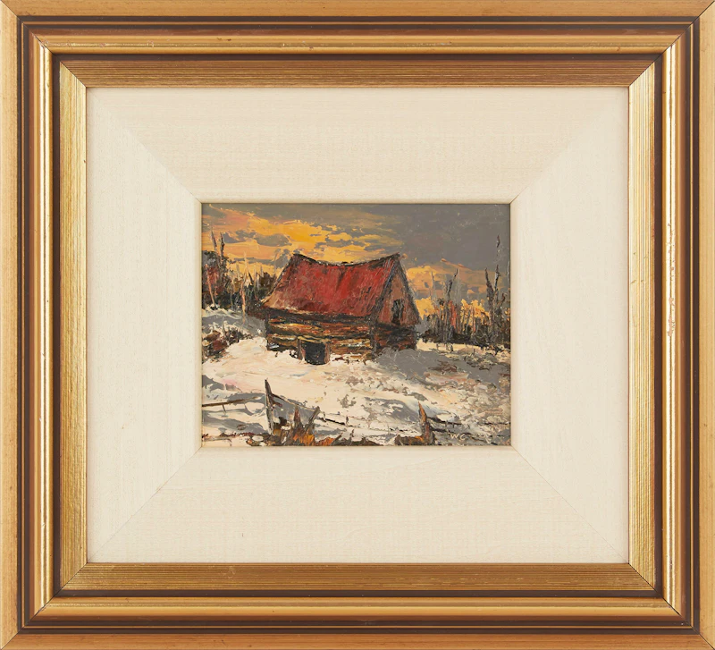 Wilf Frank Griffiths, Log Barn Near Ottawa; Trees in Winter Newmarket, pair of oils on board - view 2