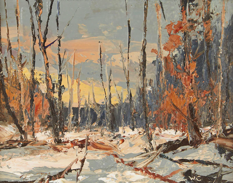 Wilf Frank Griffiths, Log Barn Near Ottawa; Trees in Winter Newmarket, pair of oils on board - view 4