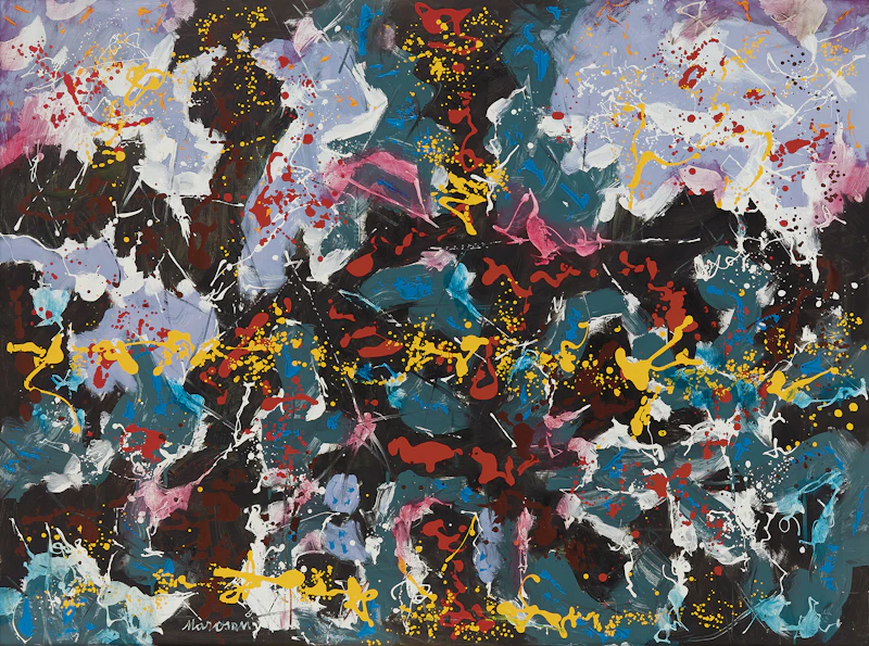 Julius Gyula Marosan, Abstract Forms; Untitled Abstract, pair of oils on fabric - view 2
