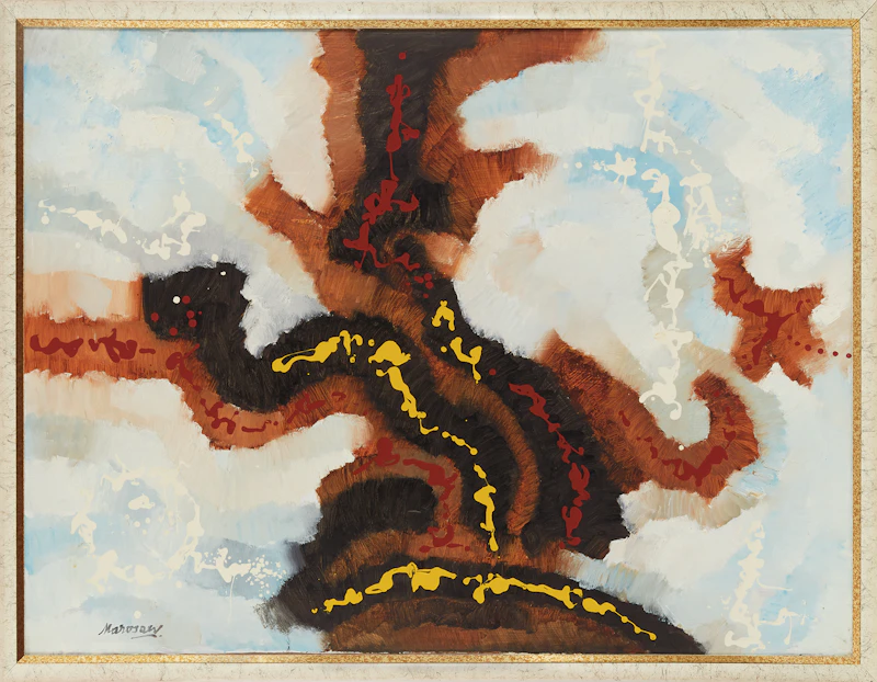 Julius Gyula Marosan, Abstract Forms; Untitled Abstract, pair of oils on fabric - view 3