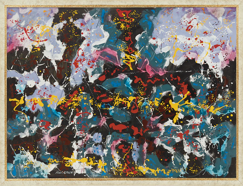 Julius Gyula Marosan, Abstract Forms; Untitled Abstract, pair of oils on fabric - view 4