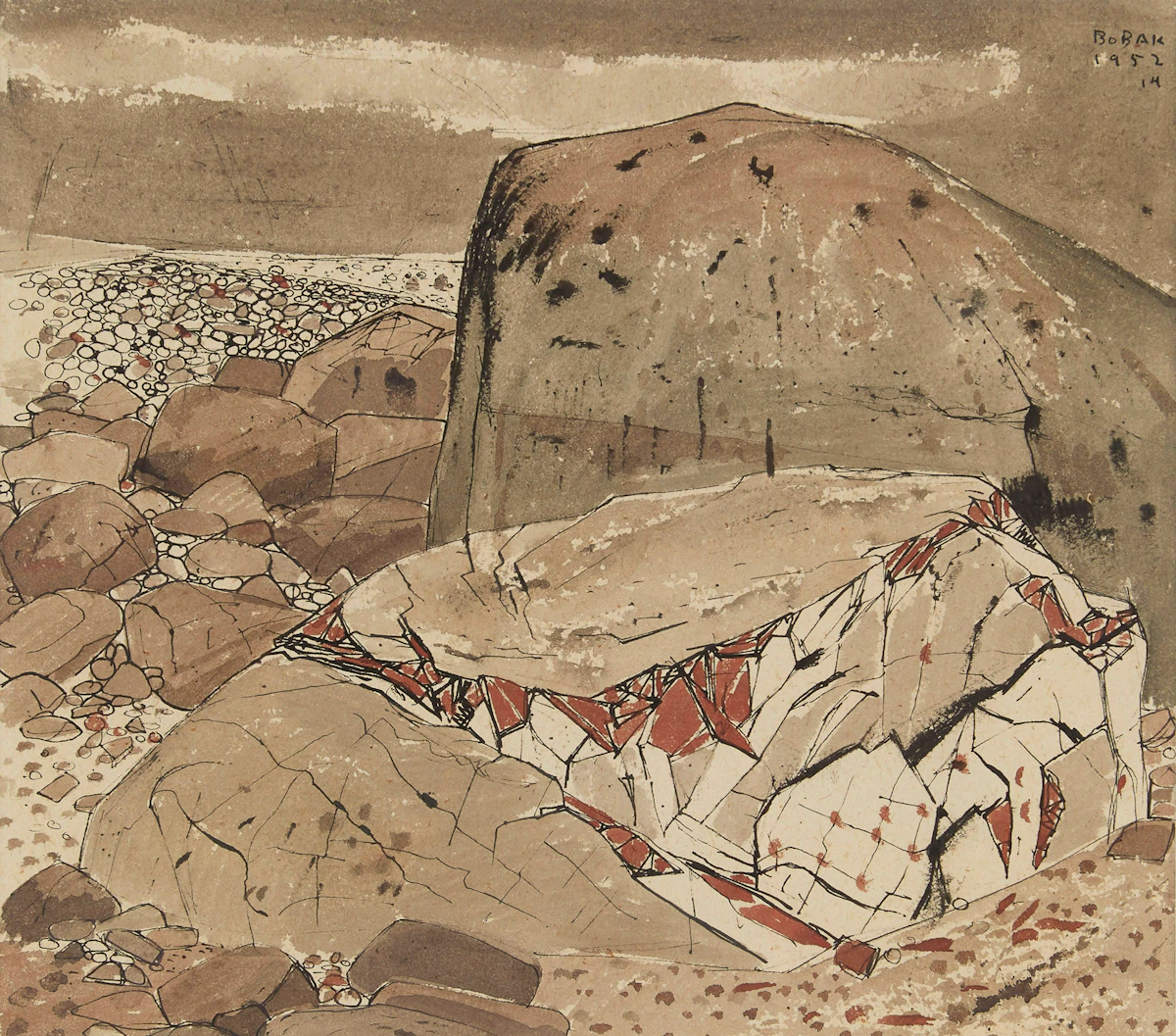 Bruno Joseph Bobak, Lynn Canal, watercolour, 1952