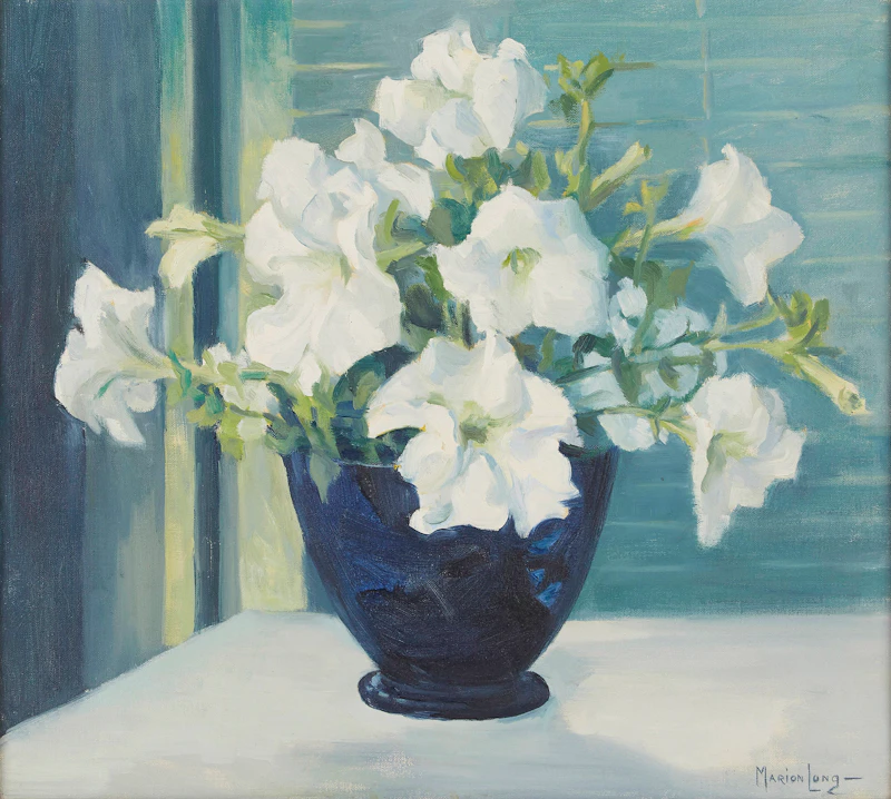 Marion Long, White Petunias, oil on canvas - view 1