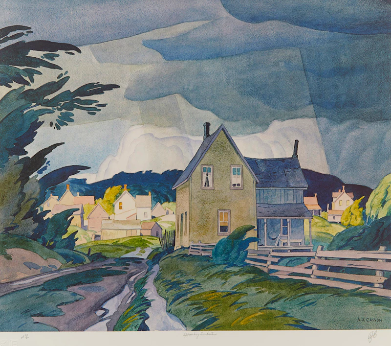 Alfred Joseph Casson, Early Snow; Approaching Thunderstorm; Sunlit Island, three colour serigraphs - view 2