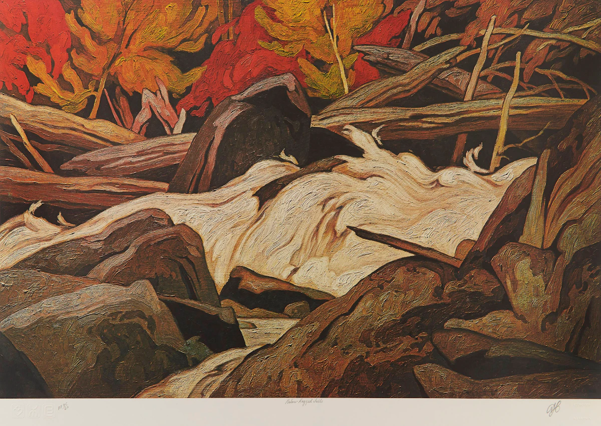Alfred Joseph Casson, Below Ragged Falls; Winter Sun; Sunshine After Rain, three colour serigraphs