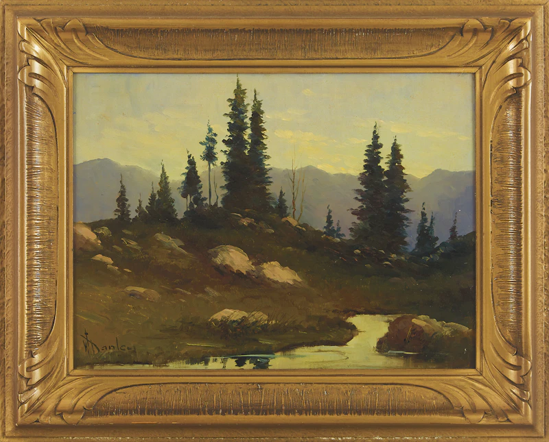 William Stanley, Tree-lined Creek, oil on canvas board - view 2