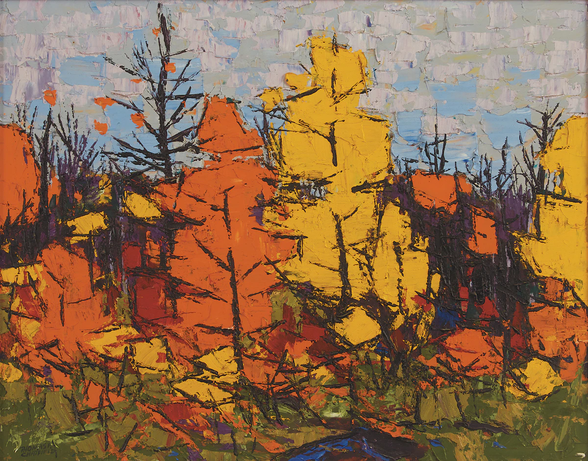 Thomas Frederick Haig Chatfield, Autumn Abstract, oil on masonite, 1963