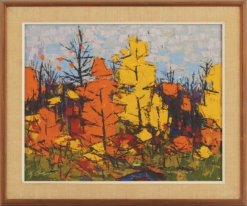 Thomas Frederick Haig Chatfield, Autumn Abstract, oil on masonite, 1963 - view 2