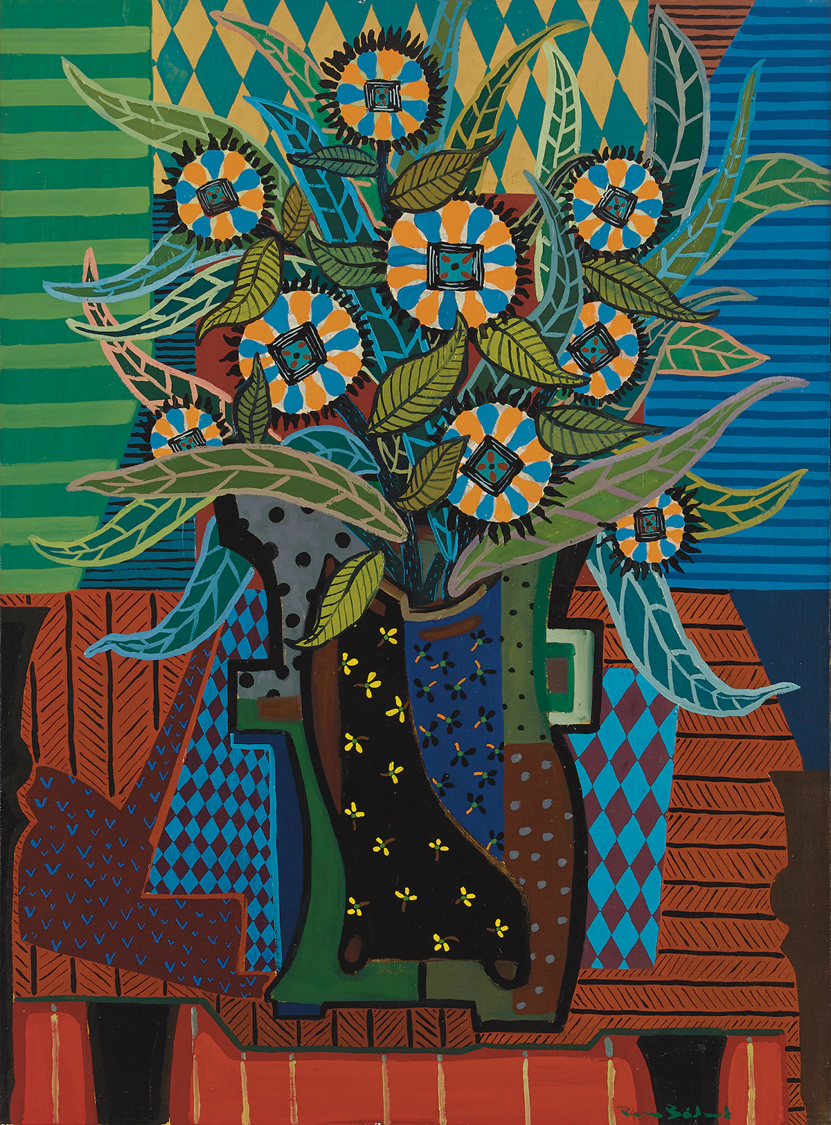 Pierre Bédard, Fleurs en plus, oil on canvas