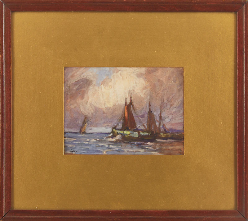 Georges Chavignaud, Ships at Sea, pastel - view 2