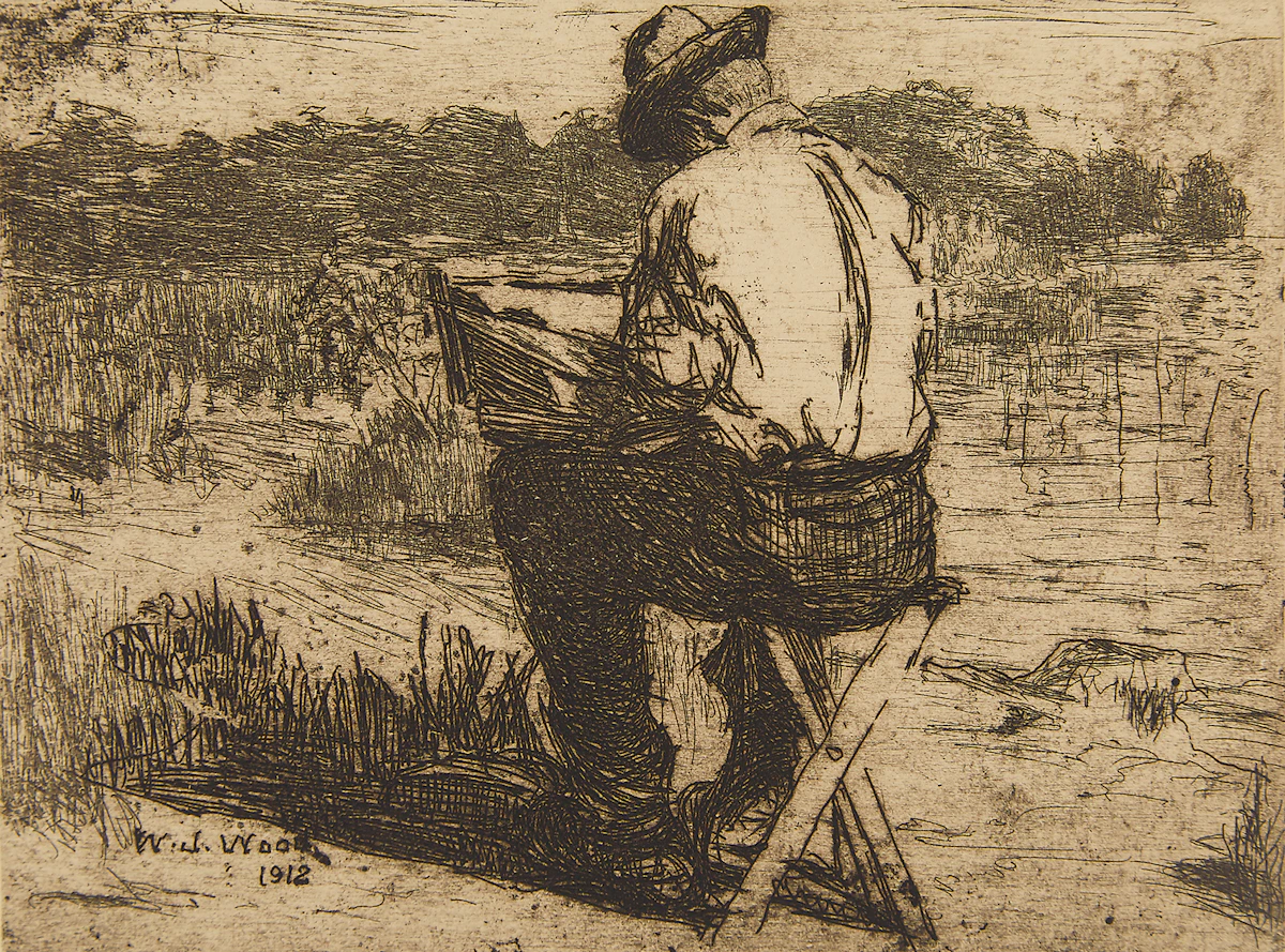 William John Wood, The Artist at Work, etching