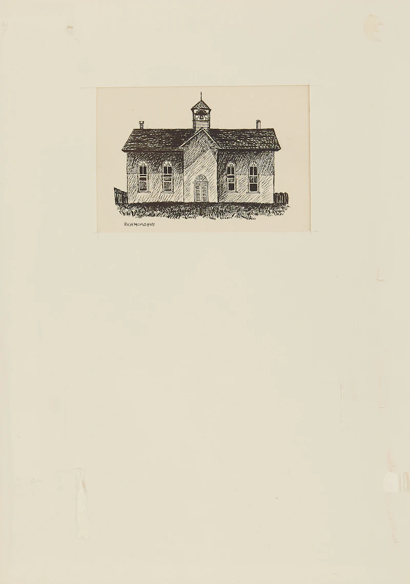 Michael French, Richmond Hill; School House; Rural Church, three pen and ink drawings - view 2