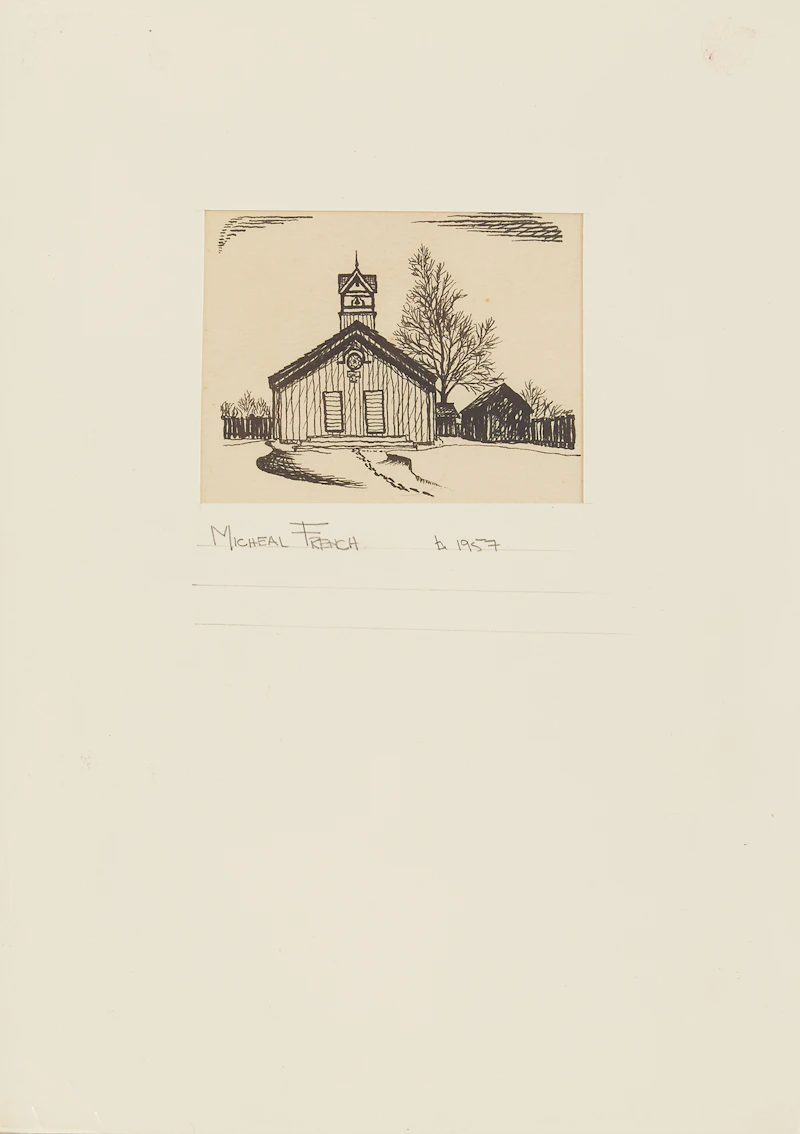 Michael French, Richmond Hill; School House; Rural Church, three pen and ink drawings - view 4