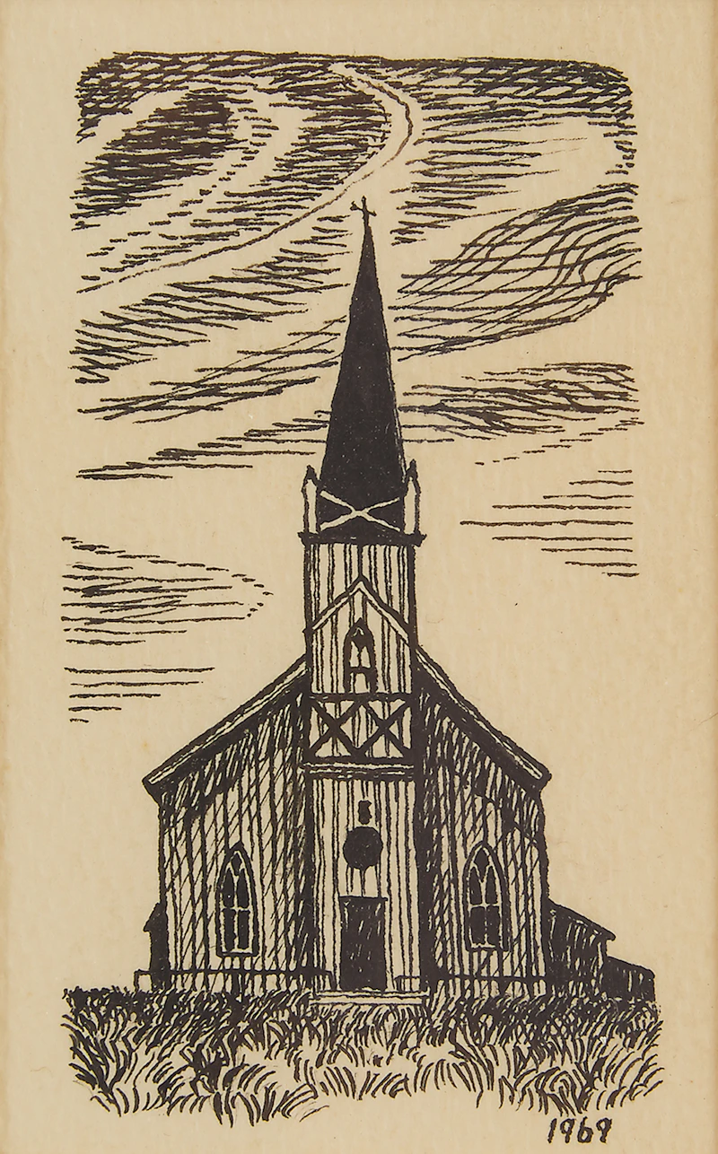 Michael French, Richmond Hill; School House; Rural Church, three pen and ink drawings - view 5