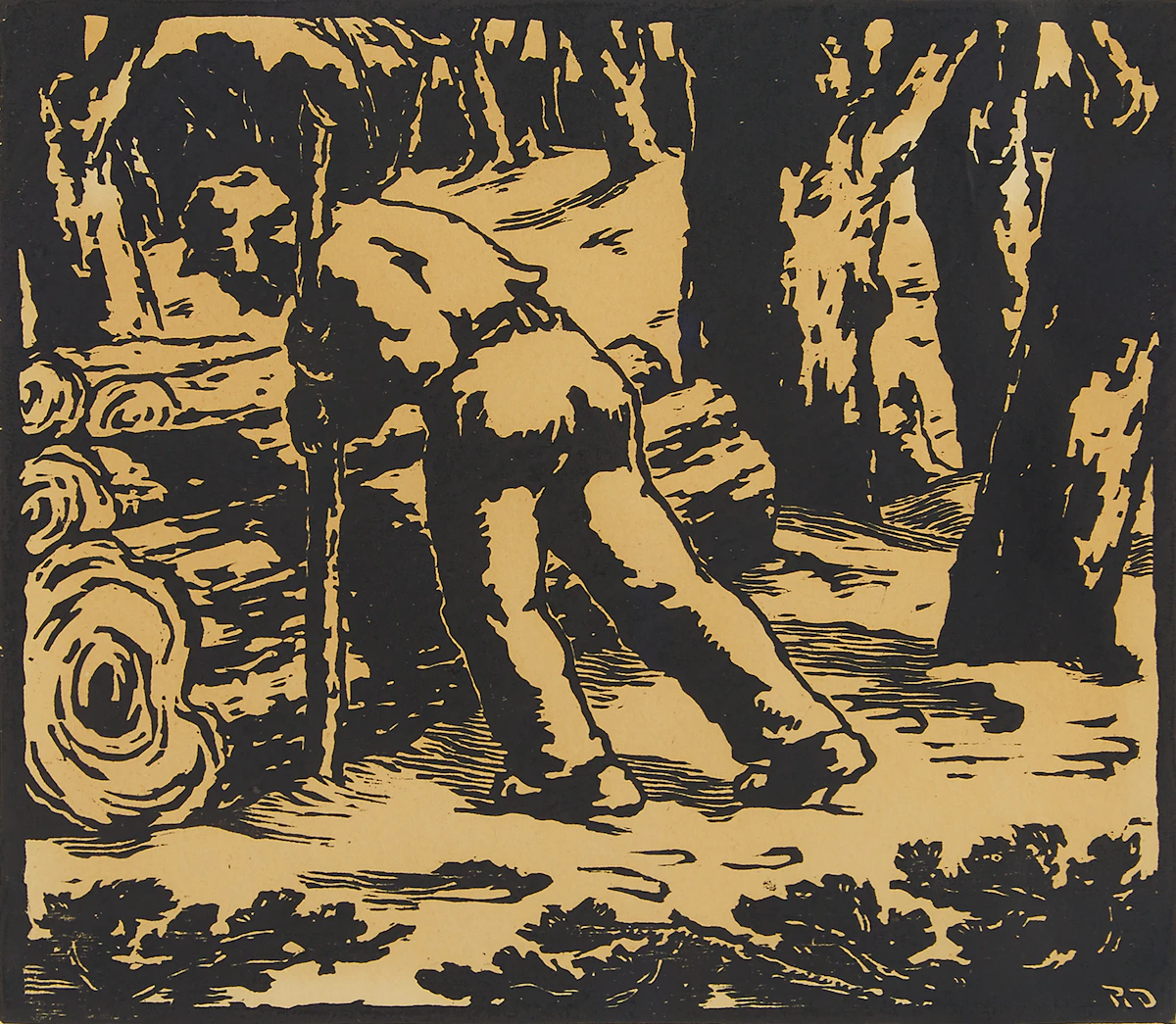 Rodolphe Duguay, Scène de chantier, etching