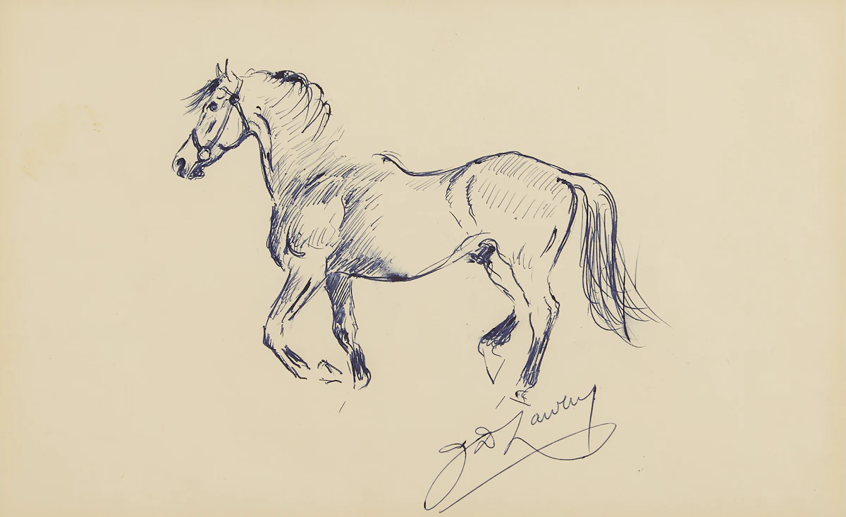 John Douglas Lawley, Sketch of Horse, ballpoint on paper