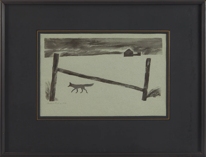 Thoreau MacDonald, Anchor Post and Fox, ink and wash, 1970 - view 2