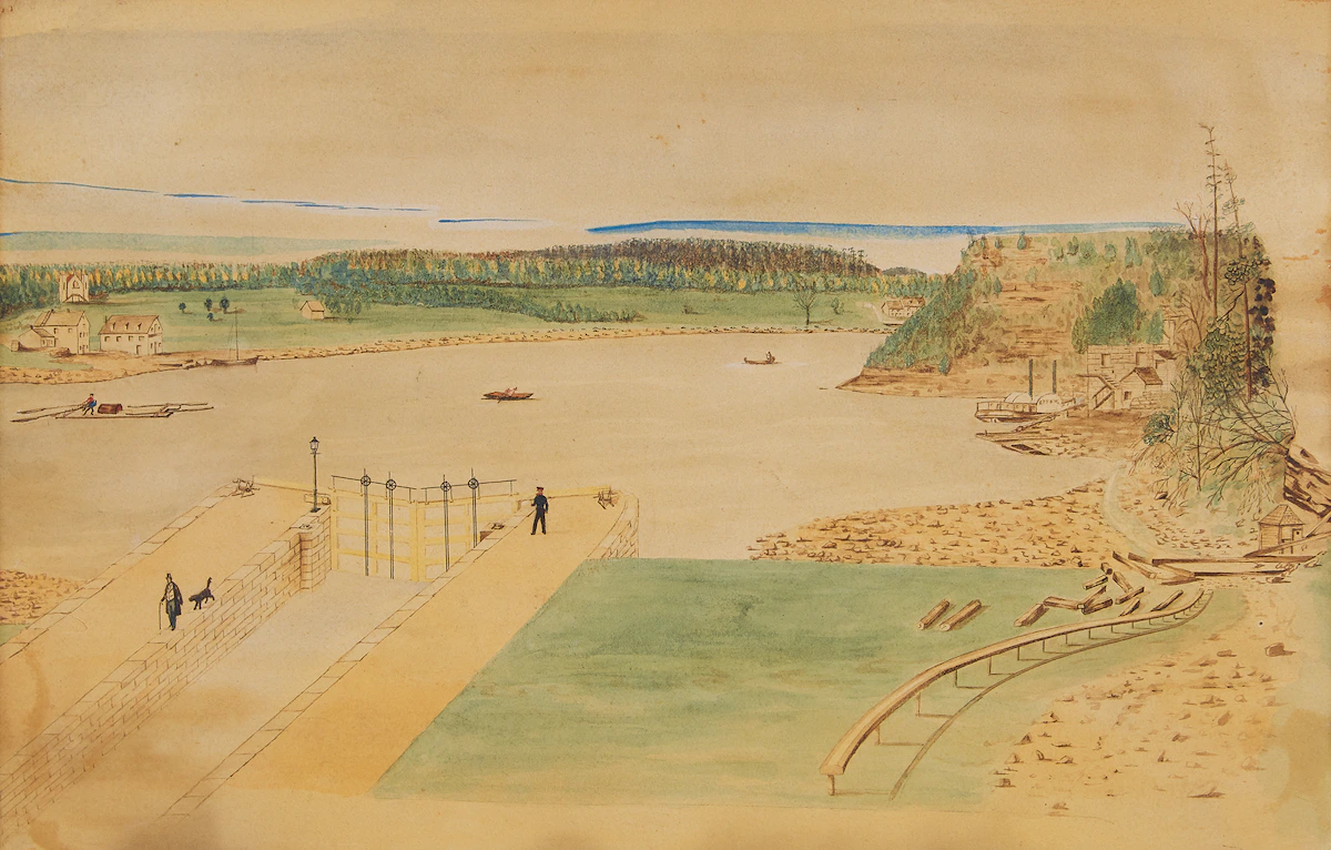 Canadian School, The Locks, Ottawa, watercolour