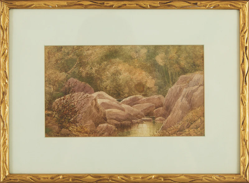 George Harlow White, Rock with Stream, watercolour - view 2