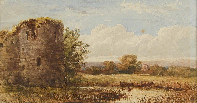 Cattle Wattering by Old Fortification by George Harlow White